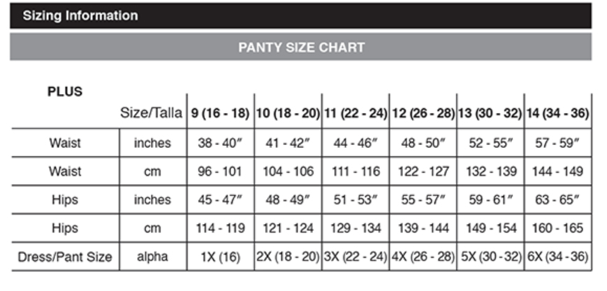 Size Chart Women S Hanes